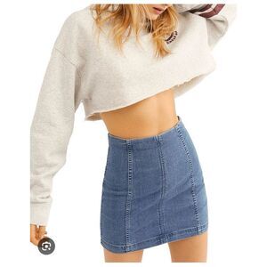 Free People Women's Size 10 Blue Denim Mini Skirt High Waist Casual